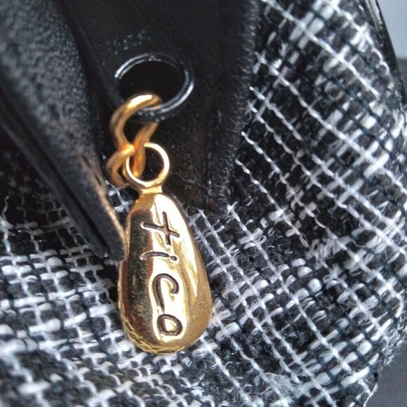 Tico NWT Black & White Graphic Tweed & Black Patent Shoulder/Satchel Bag - Picture 4 of 10